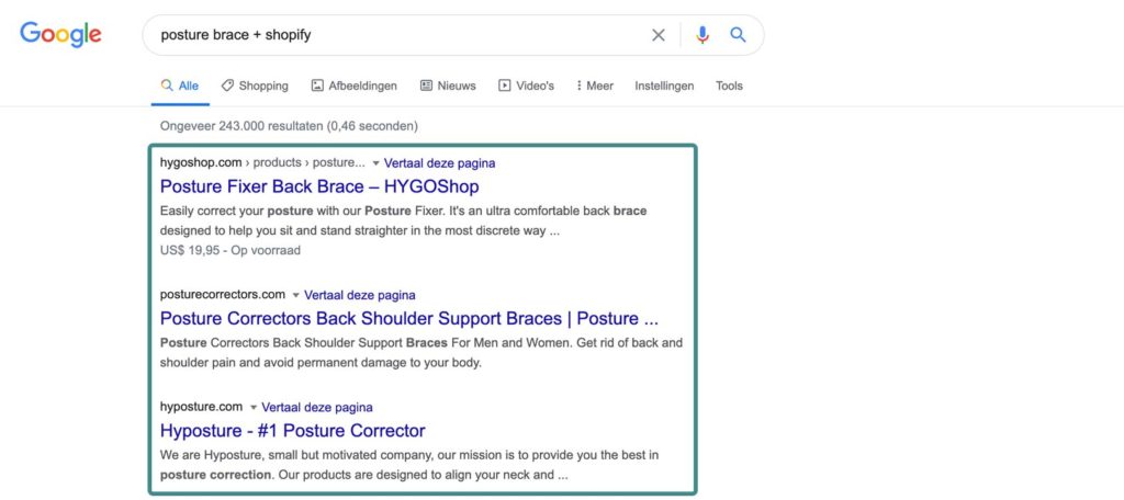 op google kan je gemakkelijk naar concurrenten gaan zoeken voor jouw product