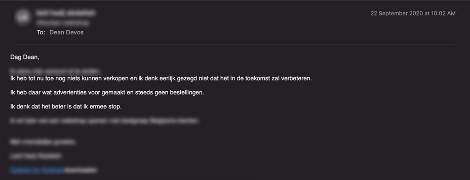 voorbeeld van iemand die meteen opgeeft met dropshipping